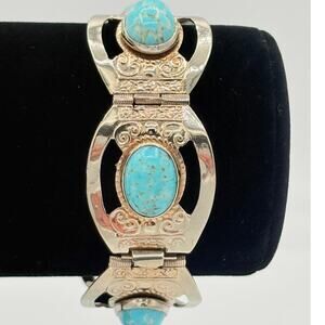 Artisan Turquoise and Sterling Bracelet with Timeless Mexican Craftsmanship